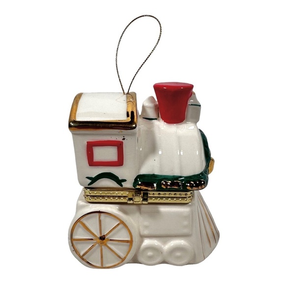 VINTAGE “We Wish You A Merry Christmas” Music Box Porcelain Train Ornament - Picture 5 of 7